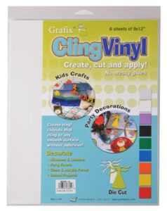 grafix clear, 9 x 12” sheets, static film, create your own window clings and temporary decorations, just stick to any glass, acrylic, or glossy surface(kcf6c), 6 count (pack of 1)