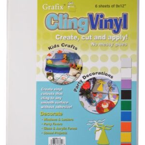 Grafix Clear, 9 x 12” Sheets, Static Film, Create Your Own Window Clings and Temporary Decorations, Just Stick to Any Glass, Acrylic, or Glossy Surface(KCF6C), 6 Count (Pack of 1)