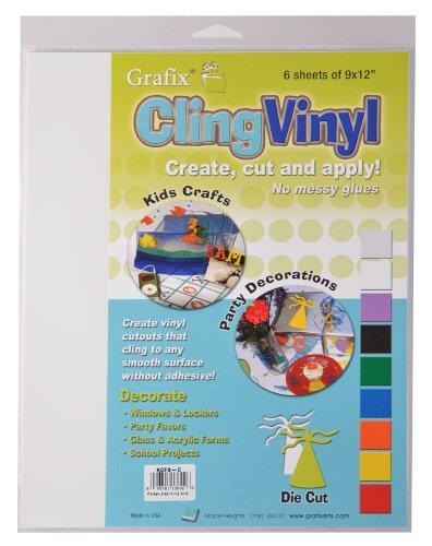 Grafix Clear, 9 x 12” Sheets, Static Film, Create Your Own Window Clings and Temporary Decorations, Just Stick to Any Glass, Acrylic, or Glossy Surface(KCF6C), 6 Count (Pack of 1)