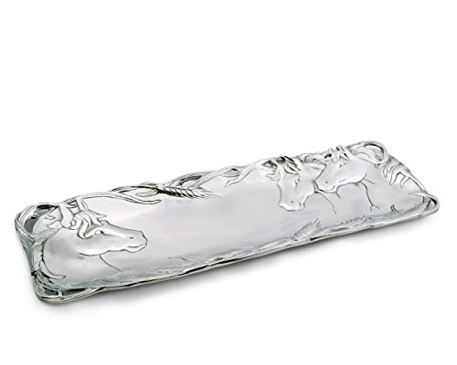 Arthur Court Designs Aluminum Horse Equestrian Oblong Tray 19 inch x 6 inch