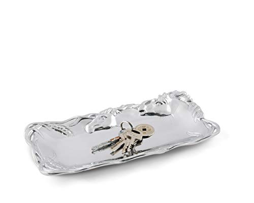 Arthur Court Designs Horse Pattern Aluminum Bread Serving Tray Sand Casted in Aluminum with Artisan Quality Hand Polished Design Tarnish-Free 6 inch x 12 inch