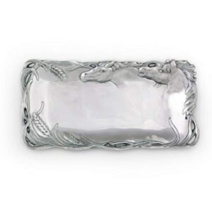 Arthur Court Designs Horse Pattern Aluminum Bread Serving Tray Sand Casted in Aluminum with Artisan Quality Hand Polished Design Tarnish-Free 6 inch x 12 inch