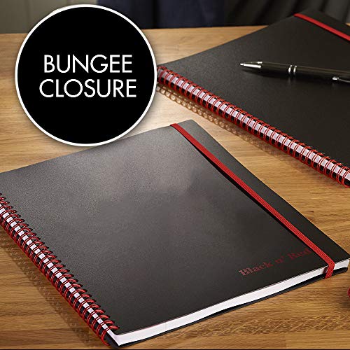 Black n' Red Notebook, Durable Poly Cover, Premium Optik Paper, Scribzee App Compatible, Environmentally Friendly, Spiral Binding, 11" x 8-1/2", 70 Double-Sided Ruled Sheets, Secure Bungee Closure, 1 Count (K66652)