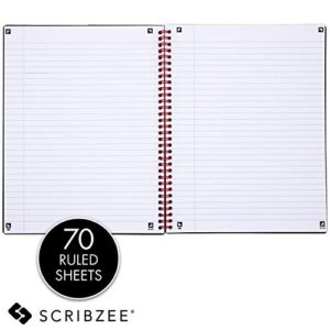 Black n' Red Notebook, Durable Poly Cover, Premium Optik Paper, Scribzee App Compatible, Environmentally Friendly, Spiral Binding, 11" x 8-1/2", 70 Double-Sided Ruled Sheets, Secure Bungee Closure, 1 Count (K66652)