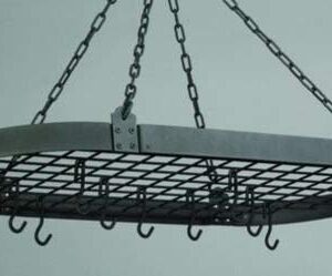 Old Dutch Medium Gauge Oval Hanging Pot Rack with Grid & 12 Hooks, Graphite 36" x 18"