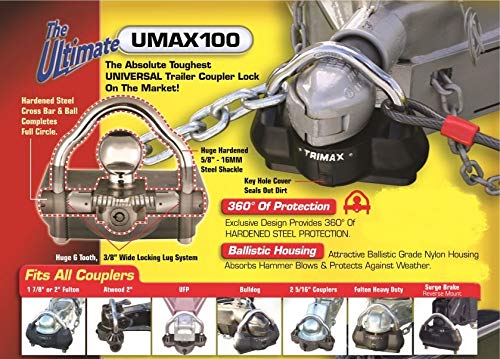 Trimax UMAX100 Premium Universal Dual Purpose Coupler Lock , Black