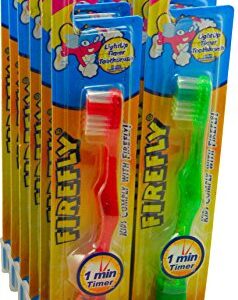 Dr. Fresh Firefly, The Original Flashing Light Up Timer Toothbrush for Kids, Soft Bristle, 1 Minute Timer (Pack of 12)