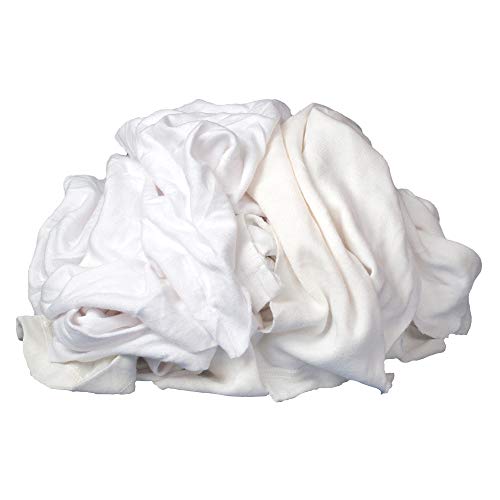 Buffalo Industries (10525) Absorbent White Recycled T-Shirt Cloth Rags - 50 lb. box - For All-purpose Wiping, Cleaning, and Polishing - Made from 100% Recycled Materials