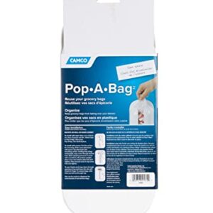 Camco Pop-A-Bag | Features a Compact Design that Conveniently Stores and Dispenses Reusable Plastic Grocery Bags inside RVs, Campers, Boats, Home, and Office | Polymer, White (57061)