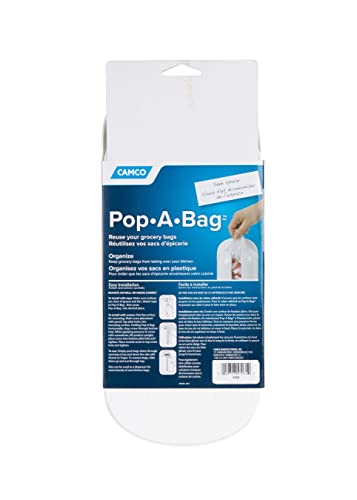 Camco Pop-A-Bag | Features a Compact Design that Conveniently Stores and Dispenses Reusable Plastic Grocery Bags inside RVs, Campers, Boats, Home, and Office | Polymer, White (57061)