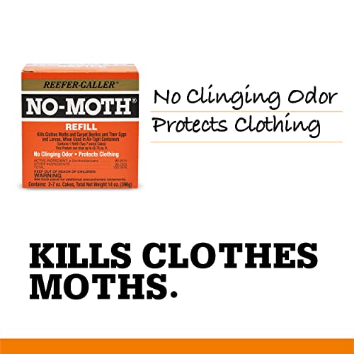 Reefer-Galler NO Moth Closet Hanger Refill Kills Clothes Moths, Carpet Beetles, and Eggs and Larvae