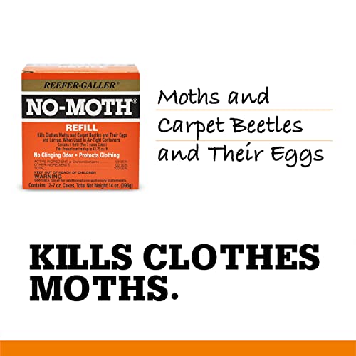 Reefer-Galler NO Moth Closet Hanger Refill Kills Clothes Moths, Carpet Beetles, and Eggs and Larvae