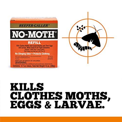 Reefer-Galler NO Moth Closet Hanger Refill Kills Clothes Moths, Carpet Beetles, and Eggs and Larvae