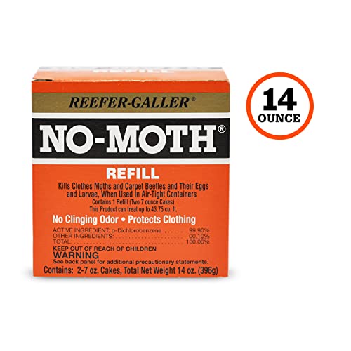 Reefer-Galler NO Moth Closet Hanger Refill Kills Clothes Moths, Carpet Beetles, and Eggs and Larvae