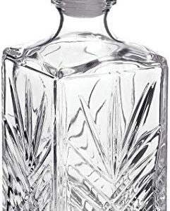 Bormioli Rocco Selecta Collection Whiskey Decanter – Sophisticated 33.75oz Diamond Decanter With Starburst Detailing – For Whiskey, Bourbon, Scotch & Liquor