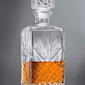 Bormioli Rocco Selecta Collection Whiskey Decanter – Sophisticated 33.75oz Diamond Decanter With Starburst Detailing – For Whiskey, Bourbon, Scotch & Liquor