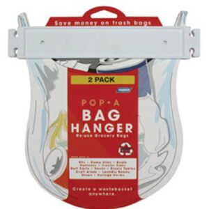 Camco Pop-A-Bag Plastic Bag Hanger- Neatly Mount and Reuse Plastic Grocery Bags, Easily Organize and Conserve Space in Your Kitchen (2 Pack) (43593) , White