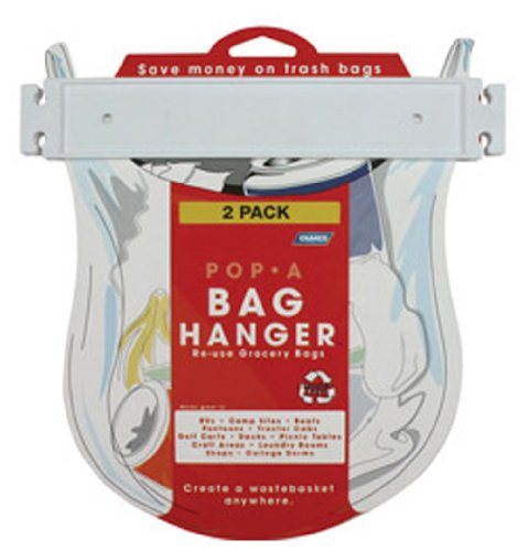 Camco Pop-A-Bag Plastic Bag Hanger- Neatly Mount and Reuse Plastic Grocery Bags, Easily Organize and Conserve Space in Your Kitchen (2 Pack) (43593) , White