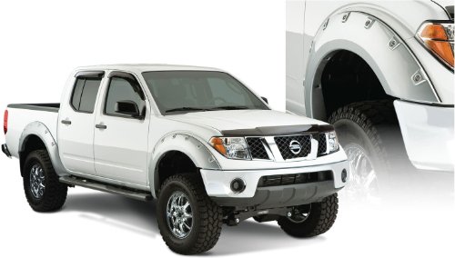 Bushwacker Boss Pocket/Rivet Style Front & Rear Fender Flares | 4-Piece Set, Black, Smooth Finish | 71906-02 | Fits 2006-2020 Nissan Frontier w/ 4.9' Bed, Chrome Bumper Only