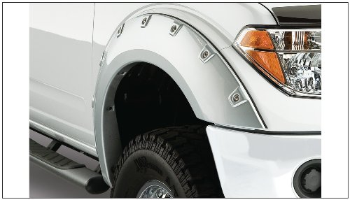 Bushwacker Boss Pocket/Rivet Style Front & Rear Fender Flares | 4-Piece Set, Black, Smooth Finish | 71906-02 | Fits 2006-2020 Nissan Frontier w/ 4.9' Bed, Chrome Bumper Only