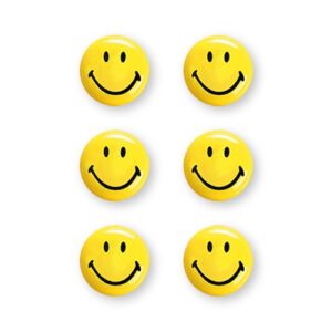 magnetoplan smiley face magnets diameter 40 mm pack of 6, yellow/black