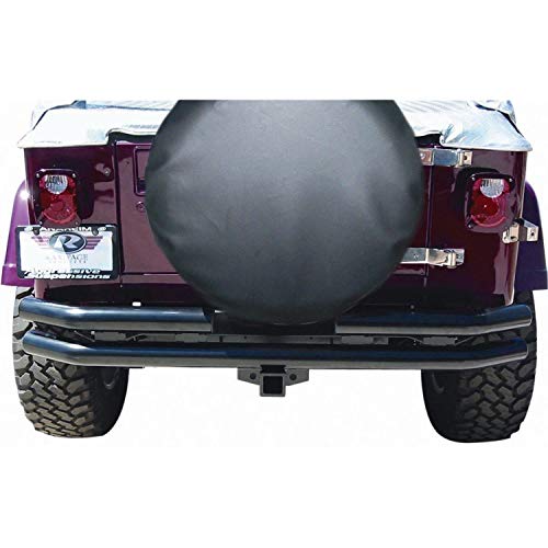 Rampage Double Tube Rear Bumper with Hitch Receiver | Steel, Black | 7648 | Fits 1976 - 2006 Jeep CJ, Wrangler YJ & TJ