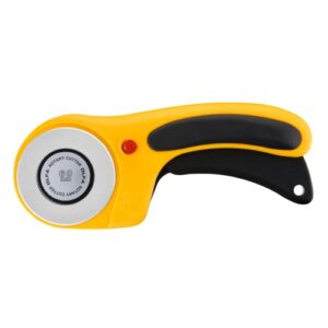 olfa 60mm ergonomic rotary cutter (rty-3/dx) – rotary fabric cutter w/ blade cover & squeeze trigger for quilting, sewing, crafts, replacement blade: olfa rb60-1