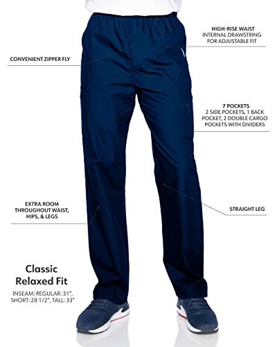 Landau Essentials Relaxed Fit 7-Pocket Elastic Cargo Scrub Pants for Men 8555