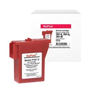 clover nupost remanufactured postage meter ink cartridge replacement for pitney bowes 797-0/797-q/797-m | red