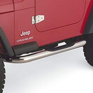 Rampage Step Bars with No-Slip Step Pad | Pair, 3" Round Bent Stainless Steel, Polished | 9425 | Fits 1987 - 2006 Jeep Wrangler YJ & TJ