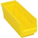 Nestable Shelf Bin, Plastic, 4-1/8"W x 11-5/8"D x 4"H, Yellow, Lot of 24