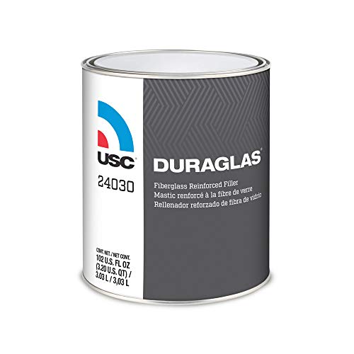 Duraglas Fiberglass Reinforced Auto Body Filler | Rust & Waterproof Single Short-Strand Fiberglass Body Filler, Base Color of Dark Green | 1 Gallon