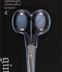 Gingher 01-005102 Lightweight Embroidery Scissors, 4-Inch , Black