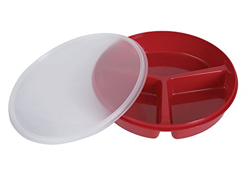 Partitioned Scoop Dish with Lid - Red