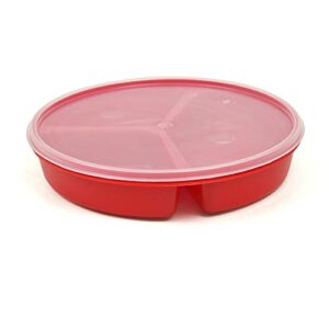 Partitioned Scoop Dish with Lid - Red