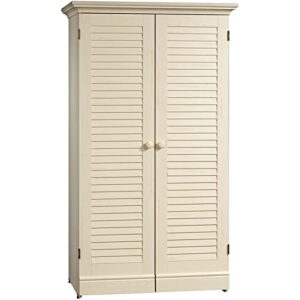 sauder harbor view craft and sewing armoire with table, antiqued white finish