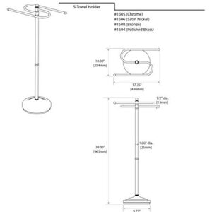 Gatco 1505 Floor Standing S Style Towel Holder, Chrome