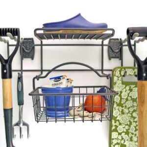 Organized Living 7115520050 Activity Organizer Garden Rack with Basket,Granite Gray