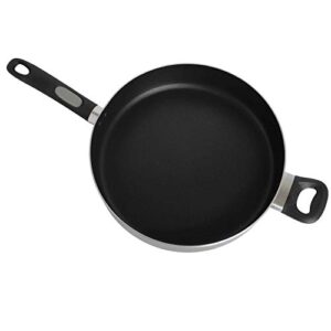 Mirro A79782 Get A Grip Aluminum Nonstick Jumbo Cooker Deep Fry Pan with Glass Lid Cover Cookware, 12-Inch, Black
