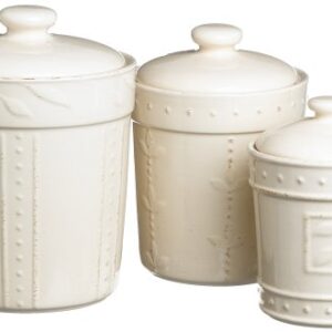 Signature Housewares Sorrento Collection Canisters, Ivory Antiqued Finish, Set of 3