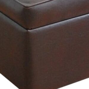 HomePop Leatherette Tufted Square Storage Ottoman with Hinged Lid, Brown