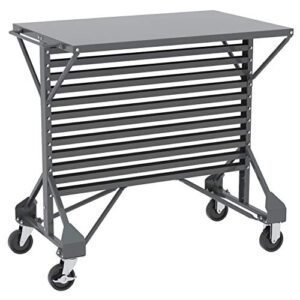 akro-mils 30812 steel mobile bin work cart organizer with steel worktop for mounting akrobin storage bins, (38-1/2-inch w x 24-inch d x 36-1/2-inch h), gray