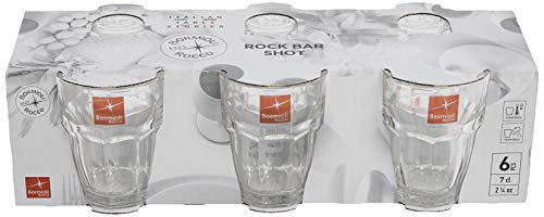Bormioli Rocco Rock Bar Stackable Shot Glasses – Set Of 6 Dishwasher Safe Drinking Glasses For Liquors & Spirits – 2.25oz Durable Tempered Glass