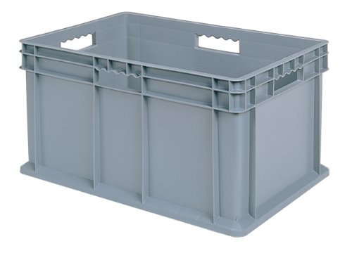 Akro-Mils 37682 Plastic Straight Wall Container Tote with Solid Sides and Solid Base, (24-Inch x 16-Inch x 12-Inch), Gray, (3-Pack)