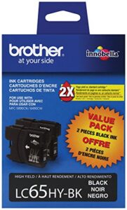 brother lc65hybk2 high-yield 2-pack -ink cartridge, 900 page-yield, black