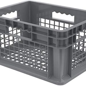 Akro-Mils 37208 Plastic Straight Wall Container Tote with Mesh Sides and Mesh Base, (16-Inch x 12-Inch x 8-Inch), Gray, (12-Pack)