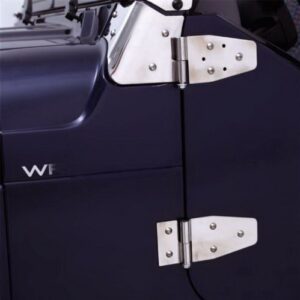 rampage lower door hinge bracket set | pair, stainless steel | 7407 | fits 1976-2006 jeep cj & wrangler