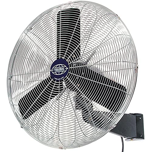 Global Industrial Oscillating Wall Mount Fan, 24" Diameter, 1/4HP, 7525CFM