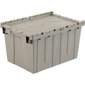 monoflo global industrial distribution container with hinged lid, 21-7/8×15-1/4×12-7/8, gray