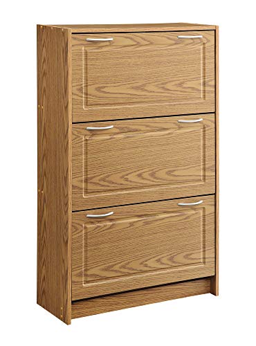 4D Concepts DELUXE TRIPLE SHOE CABINET (light walnut), 11.4"D x 29.3"W x 49.6"H,